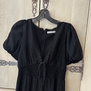 Alice + Olivia Black Puff Sleeve Dress
